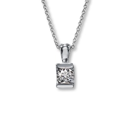 Hearts Desire Diamond Solitaire Necklace 1/3 Carat Round Ideal-cut 18K White Gold