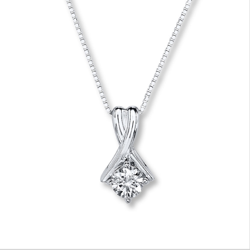 Diamond Solitaire Necklace 1/5 ct tw Round 18K White Gold (I1/I)