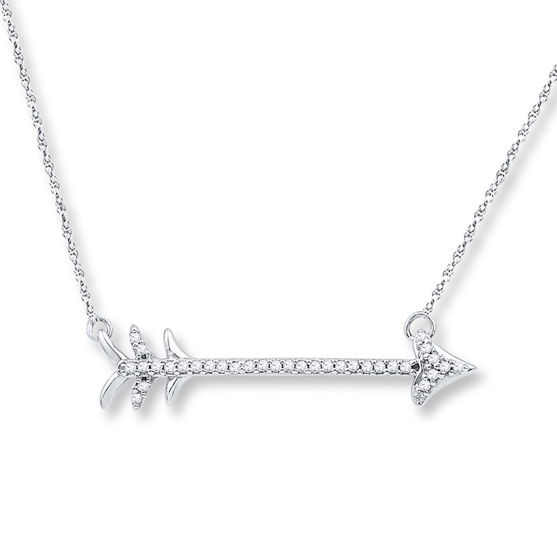 Main Image 1 of Arrow Necklace 1/10 ct tw Diamonds 10K White Gold