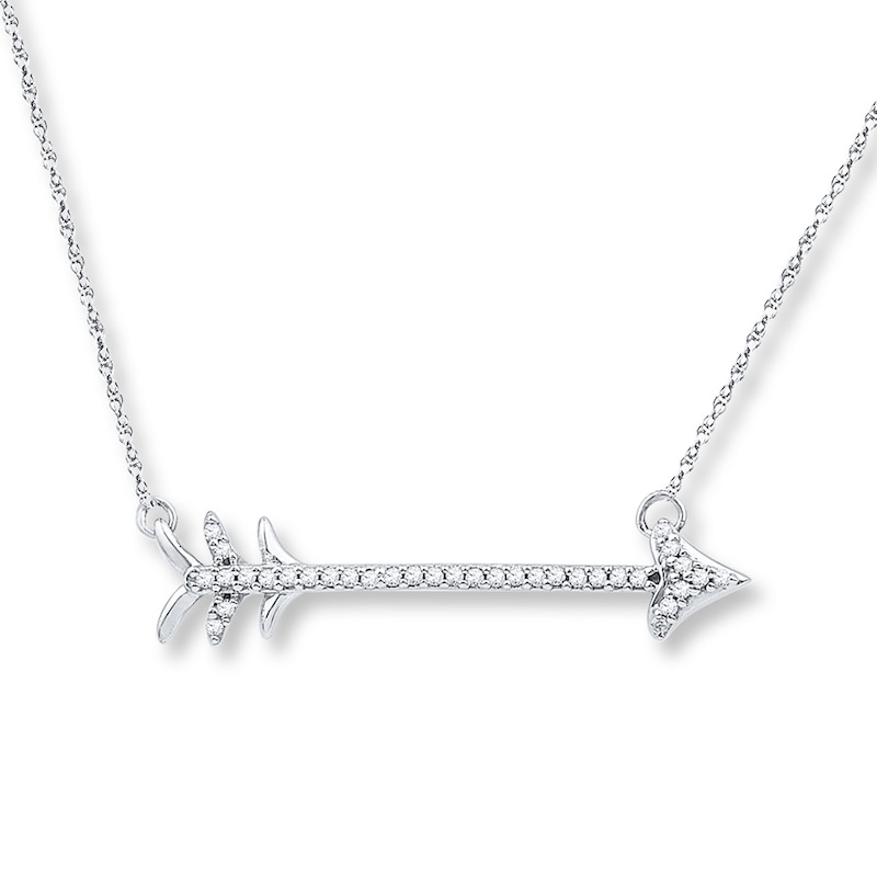 Arrow Necklace 1/10 ct tw Diamonds 10K White Gold