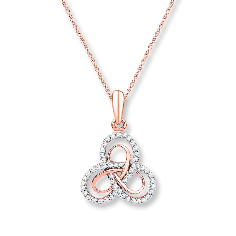 Main Image 1 of Celtic Knot Necklace 1/6 ct tw Diamonds 10K Rose Gold