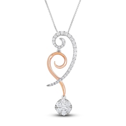 Diamond Necklace 3/8 ct tw Round 14K Two-Tone Gold