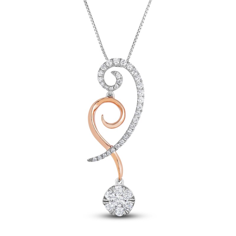 Main Image 1 of Diamond Necklace 3/8 ct tw Round 14K Two-Tone Gold