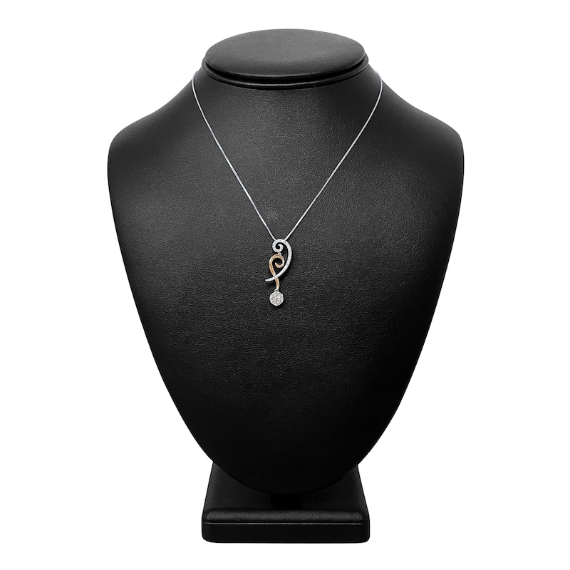 Main Image 3 of Diamond Necklace 3/8 ct tw Round 14K Two-Tone Gold