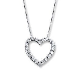 Diamond Heart Necklace 2 ct tw Round-cut 14K White Gold