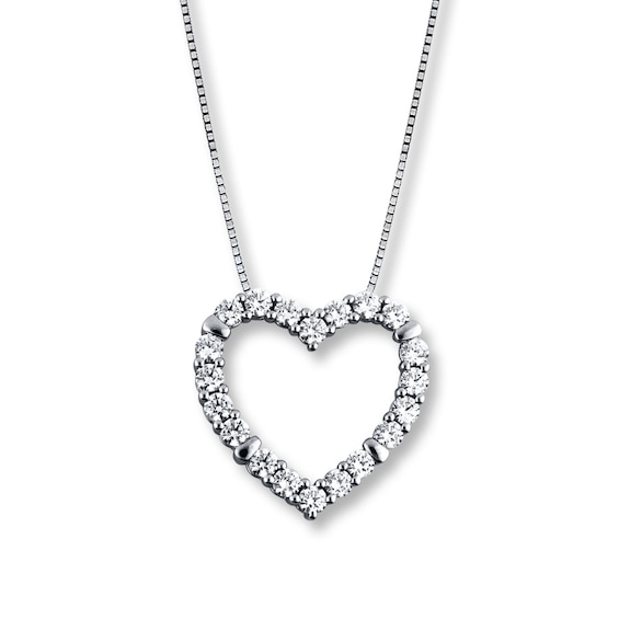 Diamond Heart Necklace 2 Ct Tw Round Cut 14k White Gold Jared