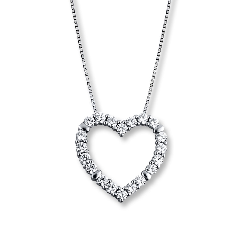 Main Image 1 of Diamond Heart Necklace 2 ct tw Round 14K White Gold