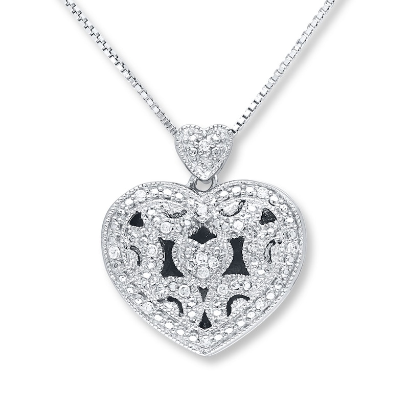 diamond heart locket necklace