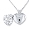 Thumbnail Image 2 of Heart Locket Necklace 1/10 ct tw Diamonds Sterling Silver
