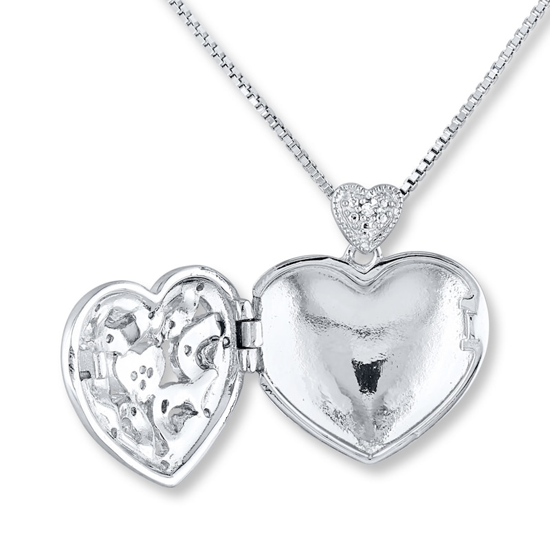 Sterling Silver 1/10 Carat T.W. Diamond Heart Lock Pendant Necklace