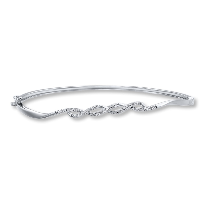 Main Image 1 of Diamond Bangle 1/4 ct tw Round-cut 10K White Gold