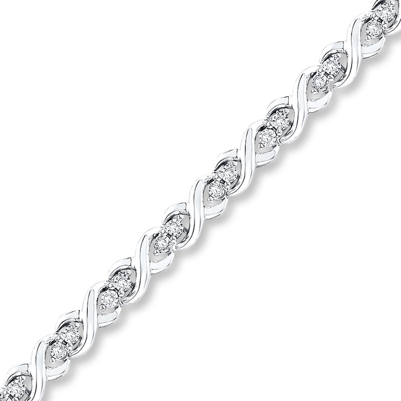 Main Image 1 of Diamond Infinity Bracelet 1/4 ct tw Round Sterling Silver