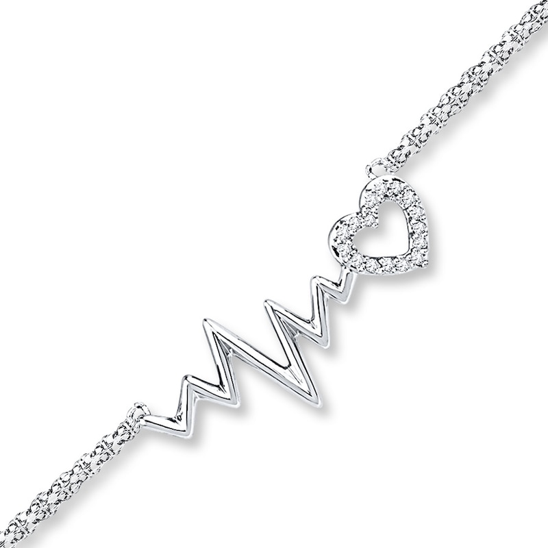 Heartbeat Bracelet 1/20 ct tw Diamonds 10K White Gold