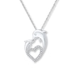 Thumbnail Image 1 of Dolphin Heart Necklace 1/8 ct tw Diamonds Sterling Silver