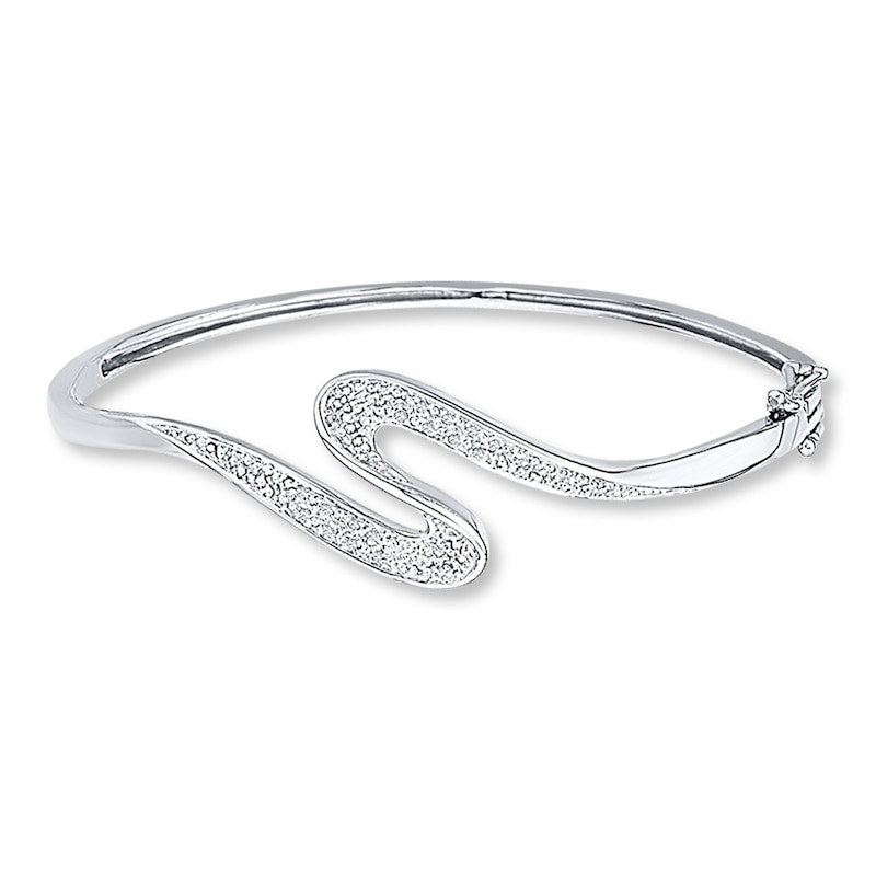 Diamond Bangle 1/20 ct tw Round Sterling Silver