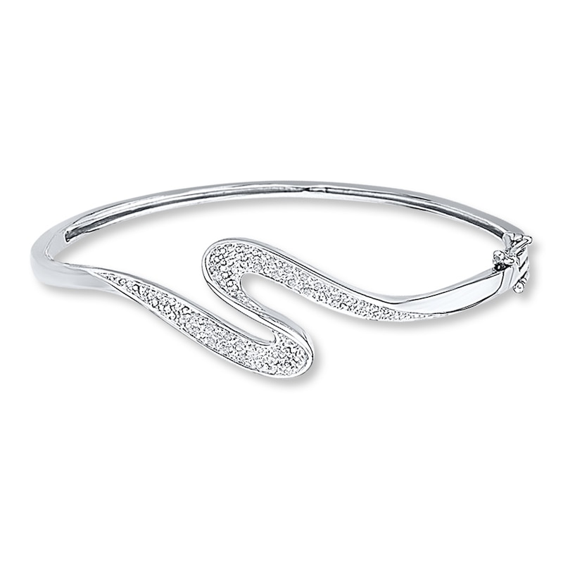 Main Image 1 of Diamond Bangle 1/20 ct tw Round Sterling Silver