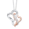 Thumbnail Image 0 of Double Heart Necklace 1/20 ct tw Diamonds 10K Two-Tone Gold