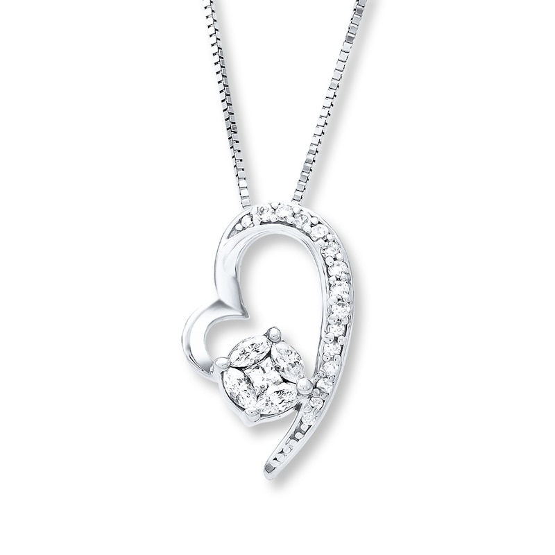 Heart Necklace 1/5 ct tw Diamonds 14K White Gold