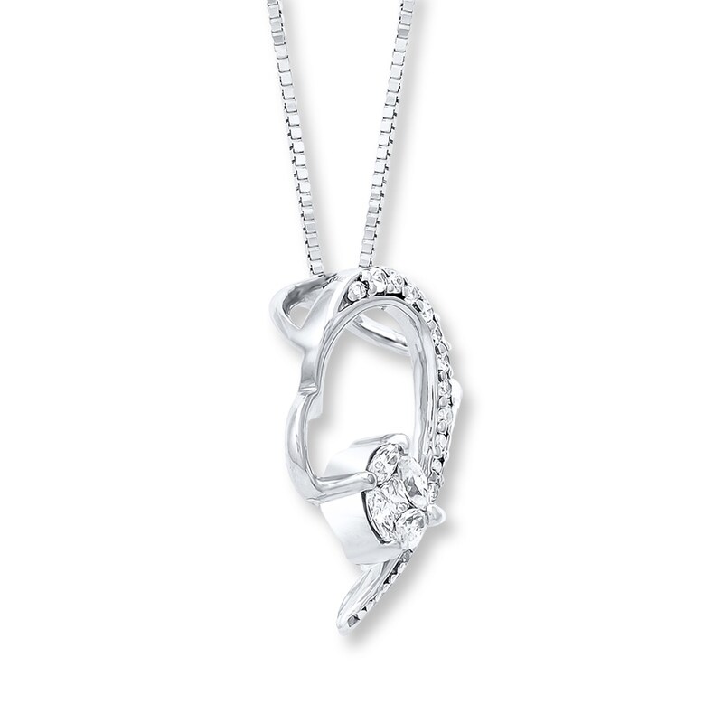 Main Image 2 of Heart Necklace 1/5 ct tw Diamonds 14K White Gold