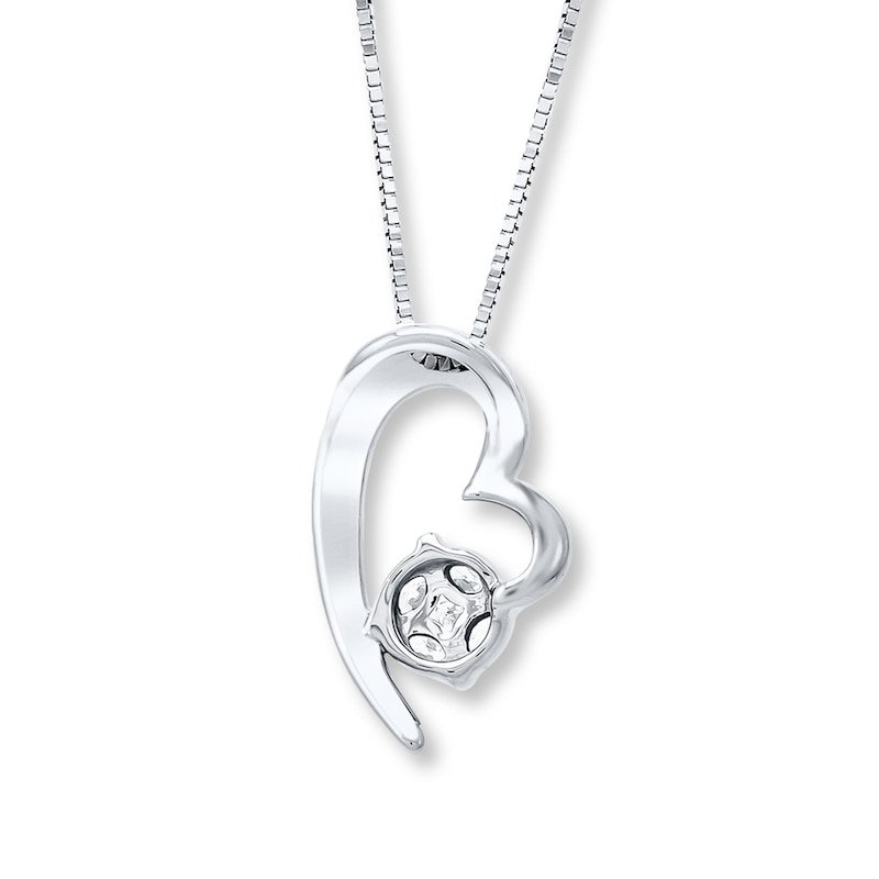 Main Image 3 of Heart Necklace 1/5 ct tw Diamonds 14K White Gold