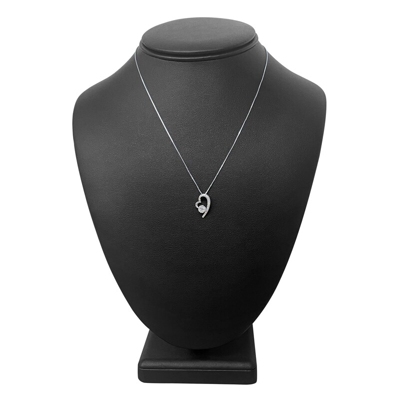 Main Image 4 of Heart Necklace 1/5 ct tw Diamonds 14K White Gold