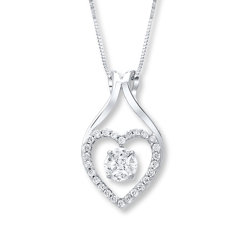 Main Image 1 of Diamond Heart Necklace 1/3 carat tw 14K White Gold