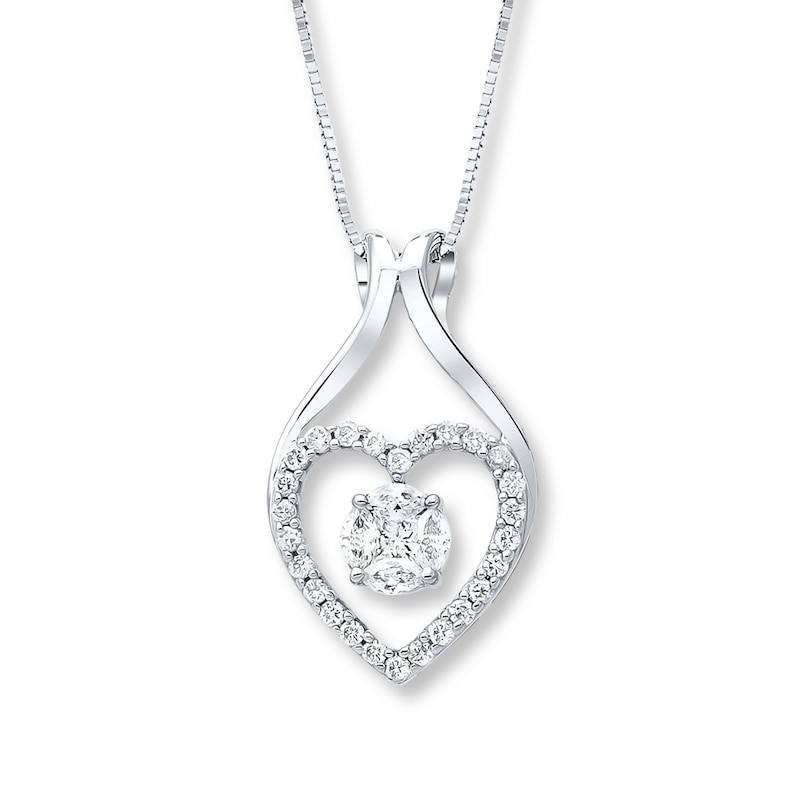 Diamond Heart Necklace 1/3 carat tw 14K White Gold