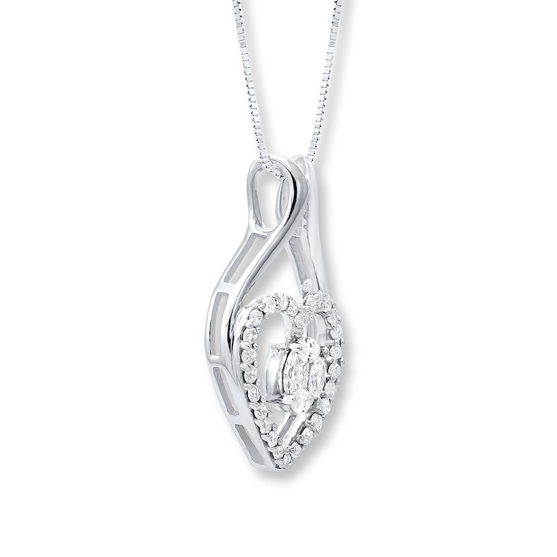 Main Image 2 of Diamond Heart Necklace 1/3 carat tw 14K White Gold