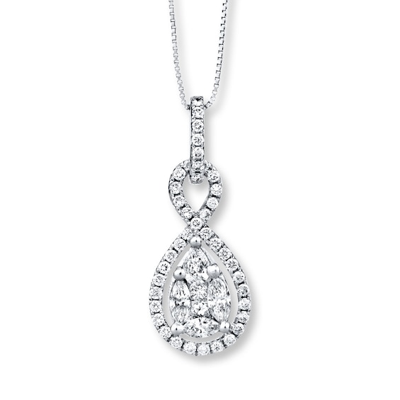 Infinity Necklace 34 ct tw Diamonds 14K White Gold