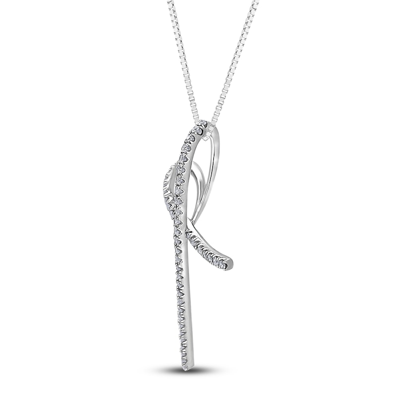Main Image 2 of Diamond Cross Necklace 1/3 ct tw Round 14K White Gold