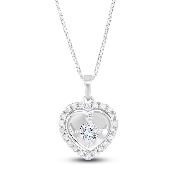 Diamond Heart Necklace 14 ct tw Round 14K White Gold