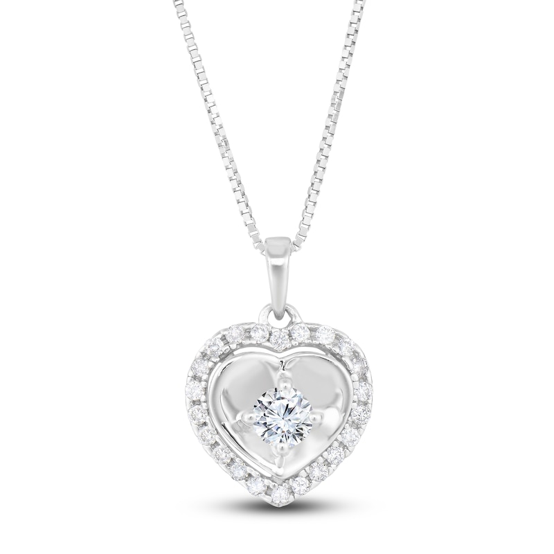 Diamond Heart Necklace 1/4 ct tw Round 14K White Gold