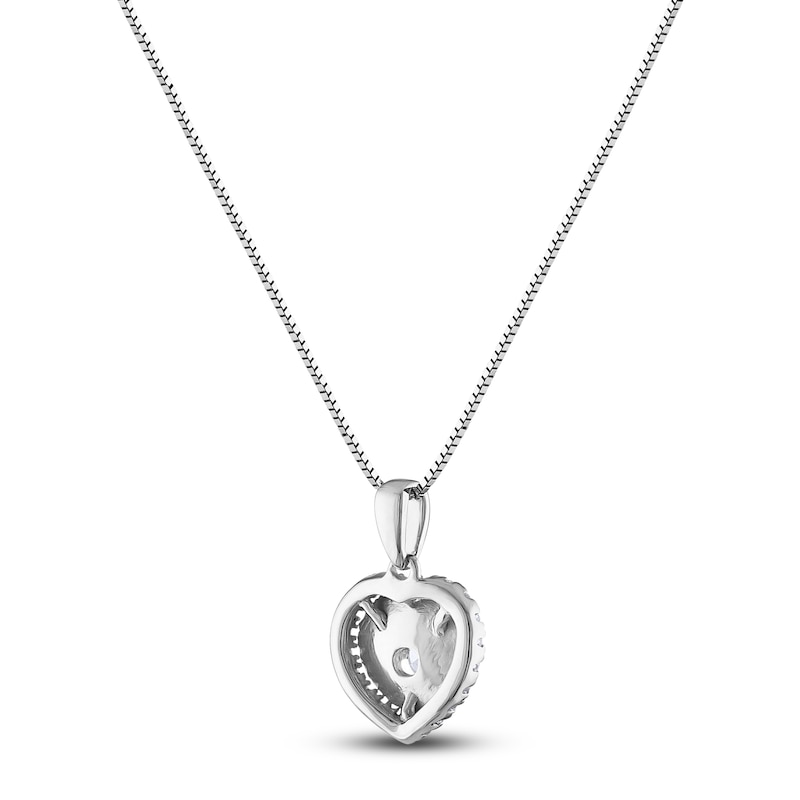 Main Image 2 of Diamond Heart Necklace 1/4 ct tw Round 14K White Gold