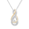 Thumbnail Image 0 of Infinity Necklace 1/20 ct tw Diamonds Sterling Silver/10K Gold