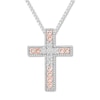 Thumbnail Image 0 of Diamond Cross Necklace 1/20 ct tw Sterling Silver/10K Rose Gold