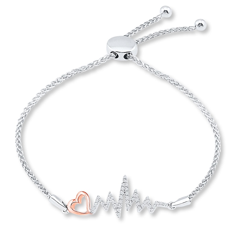 Heartbeat Bracelet 1/10 ct tw Diamonds Sterling Silver/10K Gold