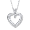 Thumbnail Image 0 of Diamond Heart Necklace 2 ct tw Round/Baguette 14K White Gold
