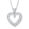 Thumbnail Image 1 of Diamond Heart Necklace 2 ct tw Round/Baguette 14K White Gold