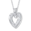 Thumbnail Image 1 of Diamond Heart Necklace 2 ct tw Round/Baguette 14K White Gold