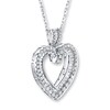 Thumbnail Image 1 of Diamond Heart Necklace 2 ct tw Round/Baguette 14K White Gold