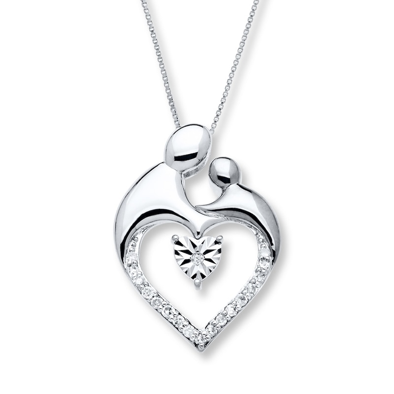 Mother & Child Necklace 1/5 ct tw Diamonds Sterling Silver