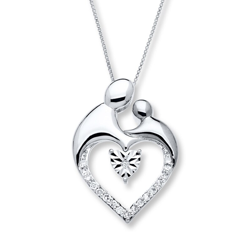 Main Image 1 of Mother & Child Necklace 1/5 ct tw Diamonds Sterling Silver
