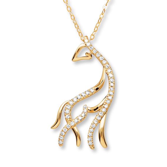Details about   1/10Ct Round Natural Diamond Giraffe Pendant Necklace 14K Gold Over Sterling 18" 