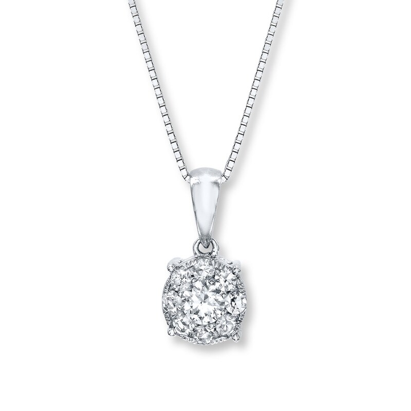 Main Image 1 of Diamond Necklace 1/3 ct tw Round 10K White Gold