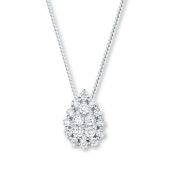 Diamond Necklace 34 ct tw Round 14K White Gold