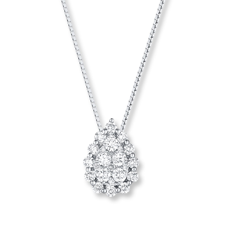 Diamond Necklace 3/4 ct tw Round 14K White Gold