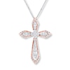 Thumbnail Image 0 of Diamond Cross Necklace 3/4 ct tw Round 14K Two-Tone Gold