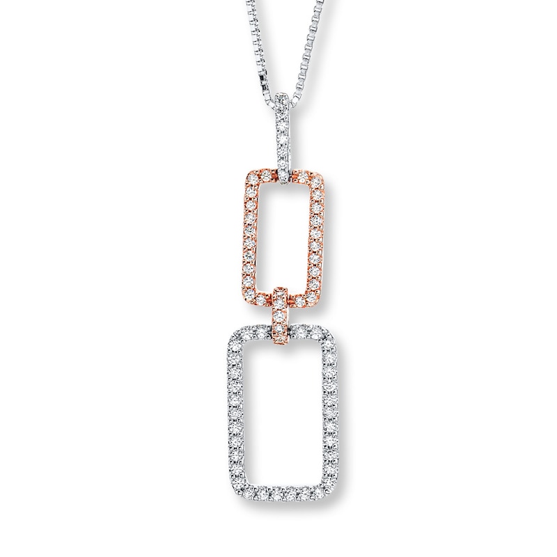 Diamond Link Necklace 1/2 ct tw Sterling Silver/10K Gold