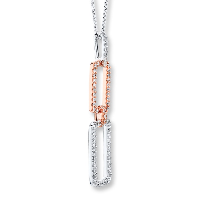 Main Image 2 of Diamond Link Necklace 1/2 ct tw Sterling Silver/10K Gold