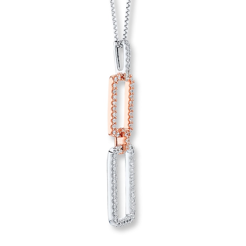 Diamond Link Necklace 1/2 ct tw Sterling Silver/10K Gold